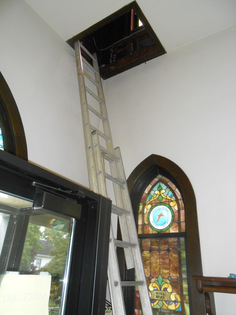 Ladder leading to bell tower